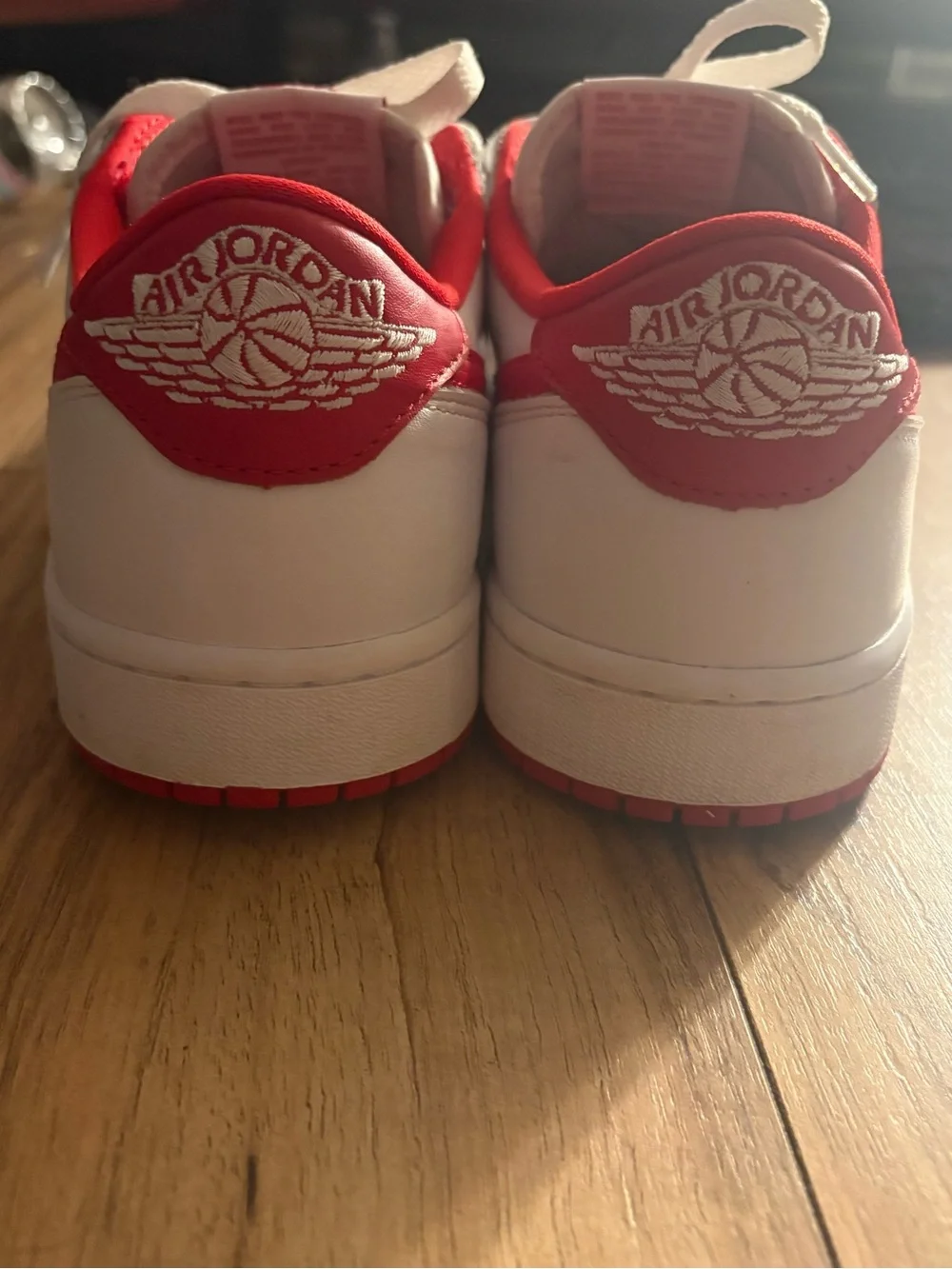 Nike White and Red Low Top Sneakers Jordan